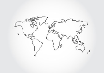 World map outline on white background