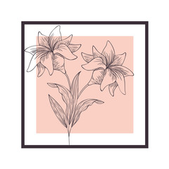 flowers and leafs with frame isolatedicon