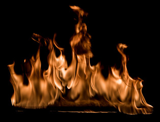 Fire and flame texture isolated on black background