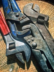 Old tool renovation on wood table