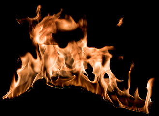 Fire and flame texture isolated on black background