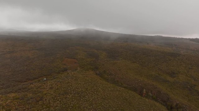 The slopes of Mount Kenya on 2800m above sea level, during an overcast day. Aerial shots.