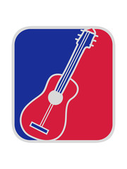 Naklejka premium logo rot blau gitarre lernen spielen song cool sänger band party feiern spaß clipart comic cartoon design