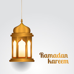 Obraz premium Hanged realistic golden lantern islamic event for ramadan kareem and mubarak