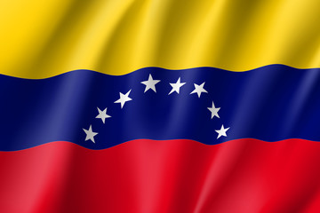 Republic Venezuela national flag. Patriotic symbol in official country colors. Illustration of South America state realistic flag. Vector icon