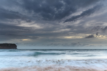 Sunrise Seascape and Cloudy Sky