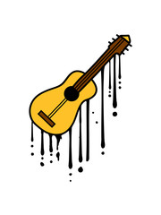 graffiti tropfen gitarre lernen spielen song cool sänger band party feiern spaß clipart comic cartoon design