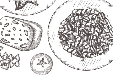 pattern of delicious italian food