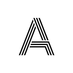 creative initial letter a with geometric three strips logo concept