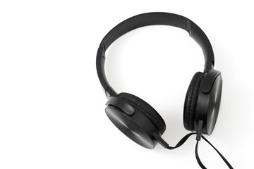 Fototapeta na wymiar headphones earphones realistic black headphones