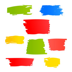 Vector set of simple bright brush strokes