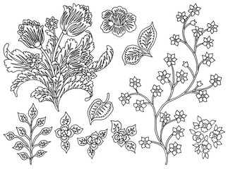Paisley Style Flower Set