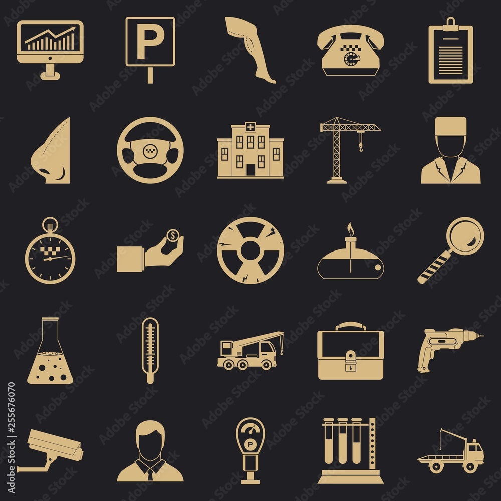Poster working quarter icons set. simple set of 25 working quarter vector icons for web for any design