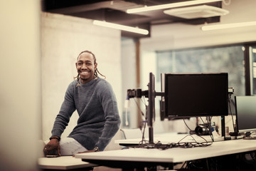 Portrait of black male software developer