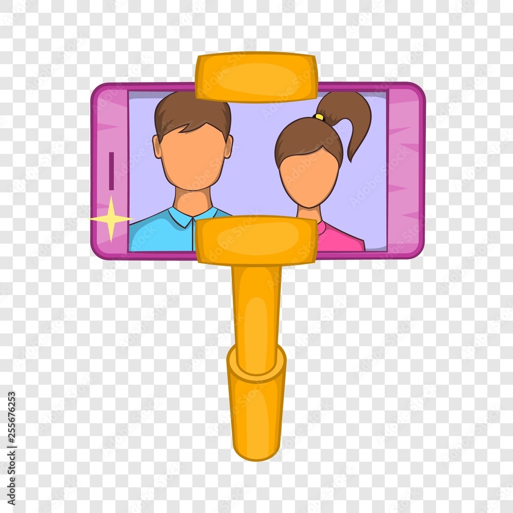 Poster mobile phone in hand icon in cartoon style isolated on background for any web design