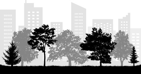 City (urban) park silhouette. Vector illustration
