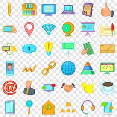 Management icons set. Cartoon style of 36 management vector icons for web for any design