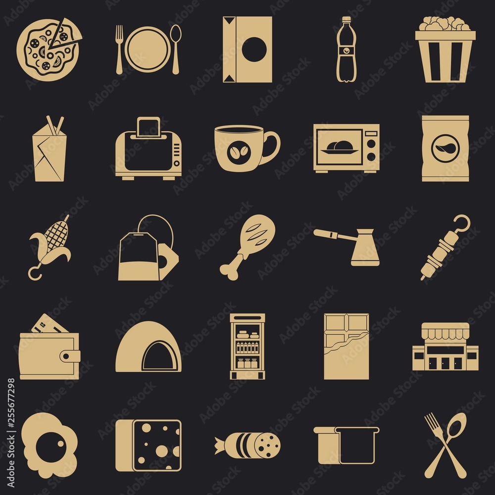 Poster dining icons set. simple set of 25 dining vector icons for web for any design