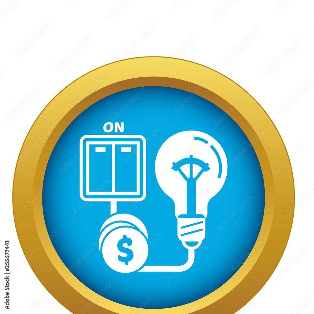 Poster light switch icon blue vector isolated on white background for any design
