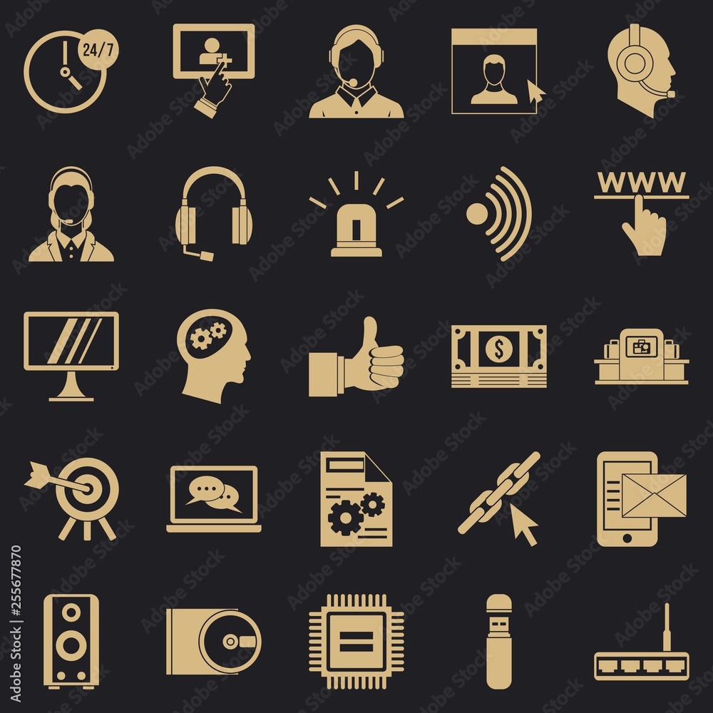 Poster headphone icons set. simple set of 25 headphone vector icons for web for any design