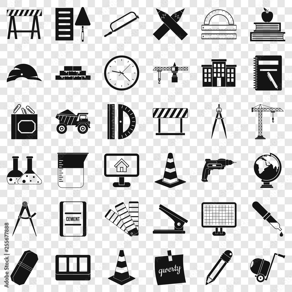 Poster compass instrument icons set. simple style of 36 compass instrument vector icons for web for any des