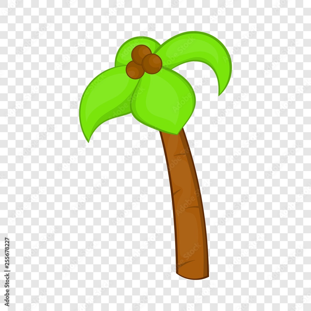 Poster palm tree with coconuts icon in cartoon style isolated on background for any web design