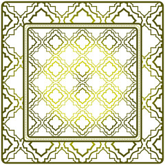 Template Print For Fabric. Pattern Of Geometric Ornament With Border. Illustration. Seamless. For Print Bandana, Shawl, Carpet. Olive gradient color