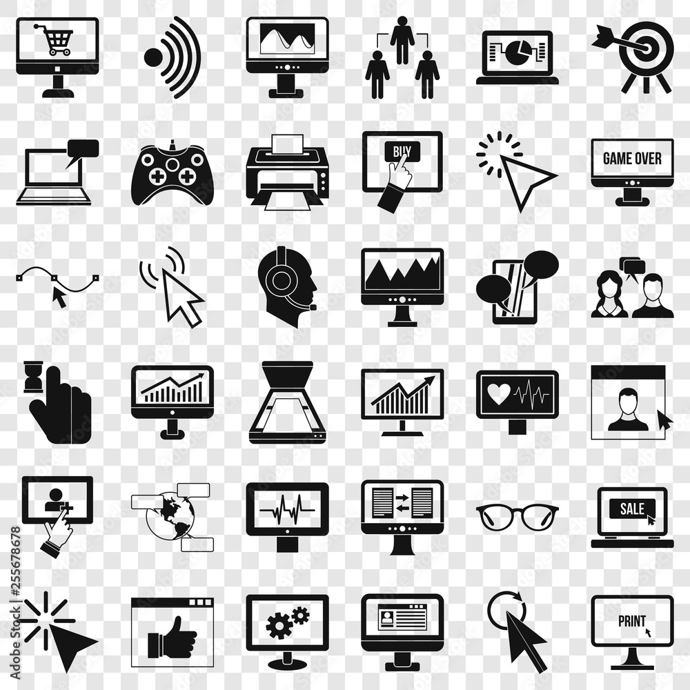 Poster internet icons set. simple style of 36 internet vector icons for web for any design
