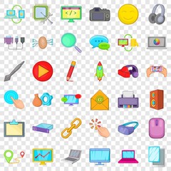 Computer network icons set. Cartoon style of 36 computer network vector icons for web for any design
