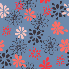 Seamless pattern. Simple flat floral motif . Suitable for fabrics, Wallpapers, album covers, phone cases. Vector
