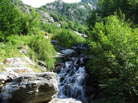 Cascades and waterfall at the Seebach stream in the Maderanertal valley - Canton of Uri, Switzerland