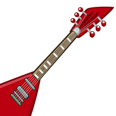 Electric guitar cartoon. Vector illustration of metal or rock-n-roll electro guitar. Isolated