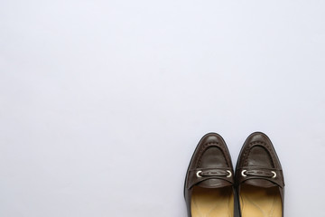 Brown women shoes on white background