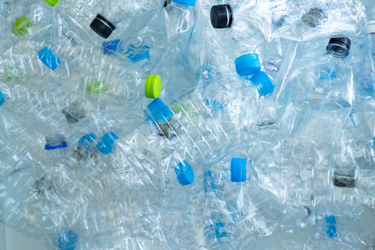 Background of many plastic bottles for recycle.Conserve the environment concept