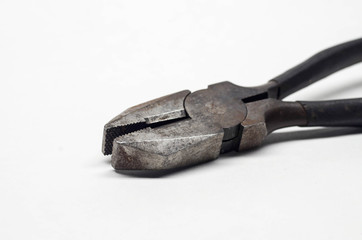 Linemans or electrician style wire cutters showing cutting blades