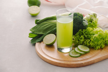 Various freshly squeezed vegetable juices for Fasting