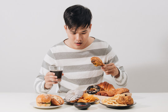 People Eating Fast Food Concept Hand Holding Deep Fried Chicken Carbonated Soft Drink