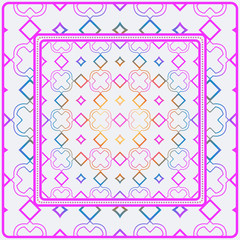 Design Print. The Pattern Of Geometric Ornament. Vector Illustration. The Idea For Design Prints For Neck Scarves, Carpets, Bandanas. Rainbow color