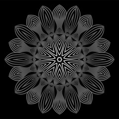 Mandala. For Design, Greeting Card, Invitation, Coloring Book. Arabic, Indian, Motifs. Vector Illustration. Black white grey color.