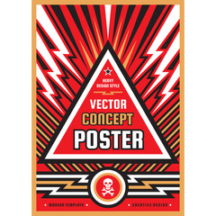 Vertical art poster template in heavy power style. National patriotism freedom vertical banner. Graphic design layout. Music concert rock concept vector illustration. Geometric abstract background. 