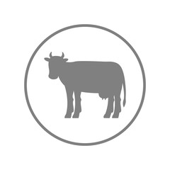 Beef symbol. Cow silhouette in circle. Vector icon.