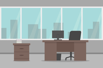 Office interior. Empty workplace. Vector illustration.