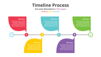 timeline process infographics template with 5 points step - vector illustration