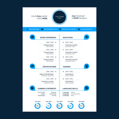 cv / resume design template with infographic, glyph icons