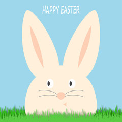 Happy Easter background with eggs and rabbit