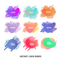 Set of abstract modern graphic elements. Dynamical colored forms and line. Gradient abstract banners with flowing liquid shapes. Template for the design of a logo, flyer or presentation