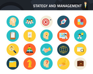 Strategy and management concept flat icons