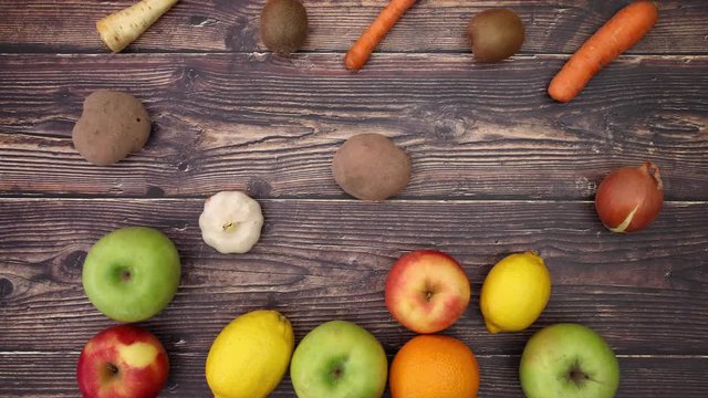 Falling fruits and vegetables - Stop Motion