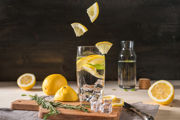 Water with lemon and herbs