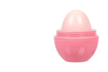 Pink balm lipstick, lips care and beauty